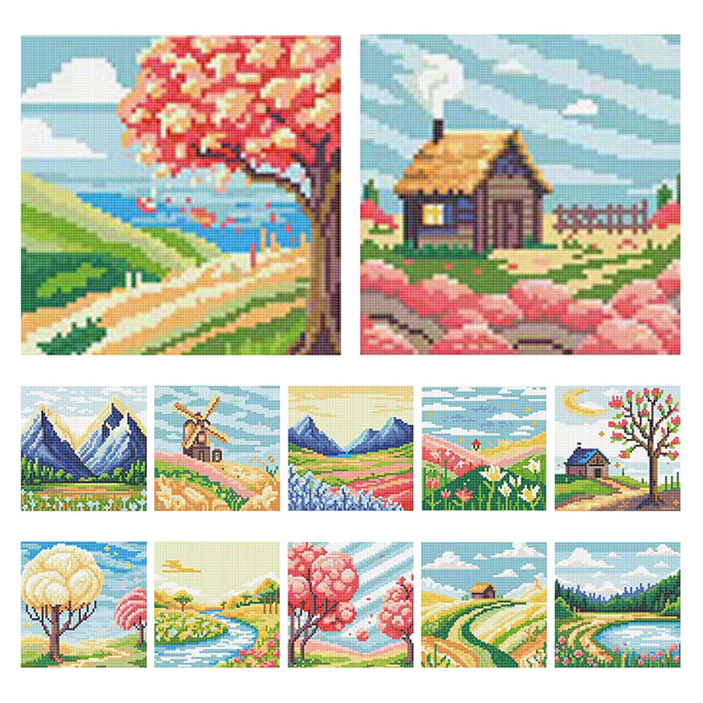 Spring Scenery - Full 11CT Stamped Cross Stitch 15x15CM - Huacan