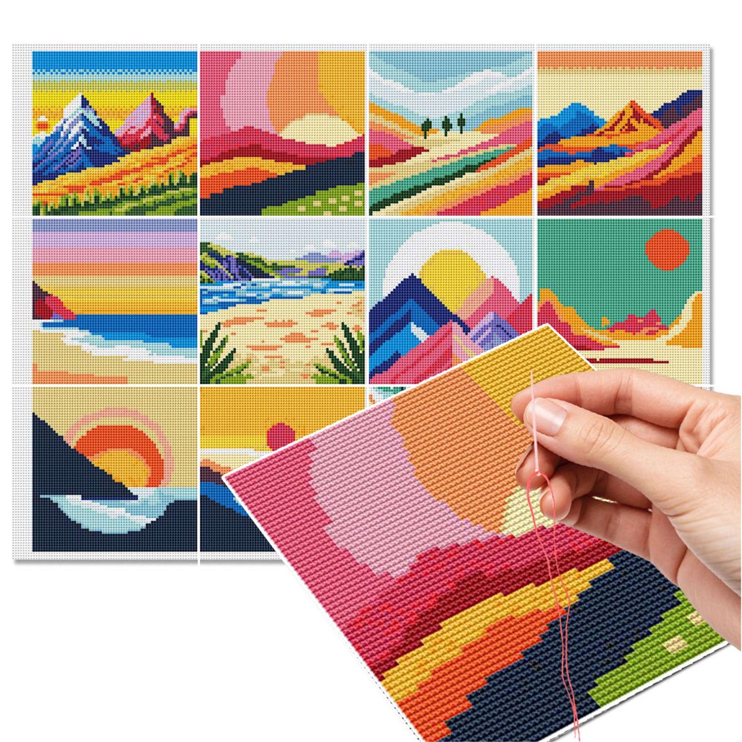 Colorful Sunset - Full 11CT Stamped Cross Stitch 15x15CM - Huacan