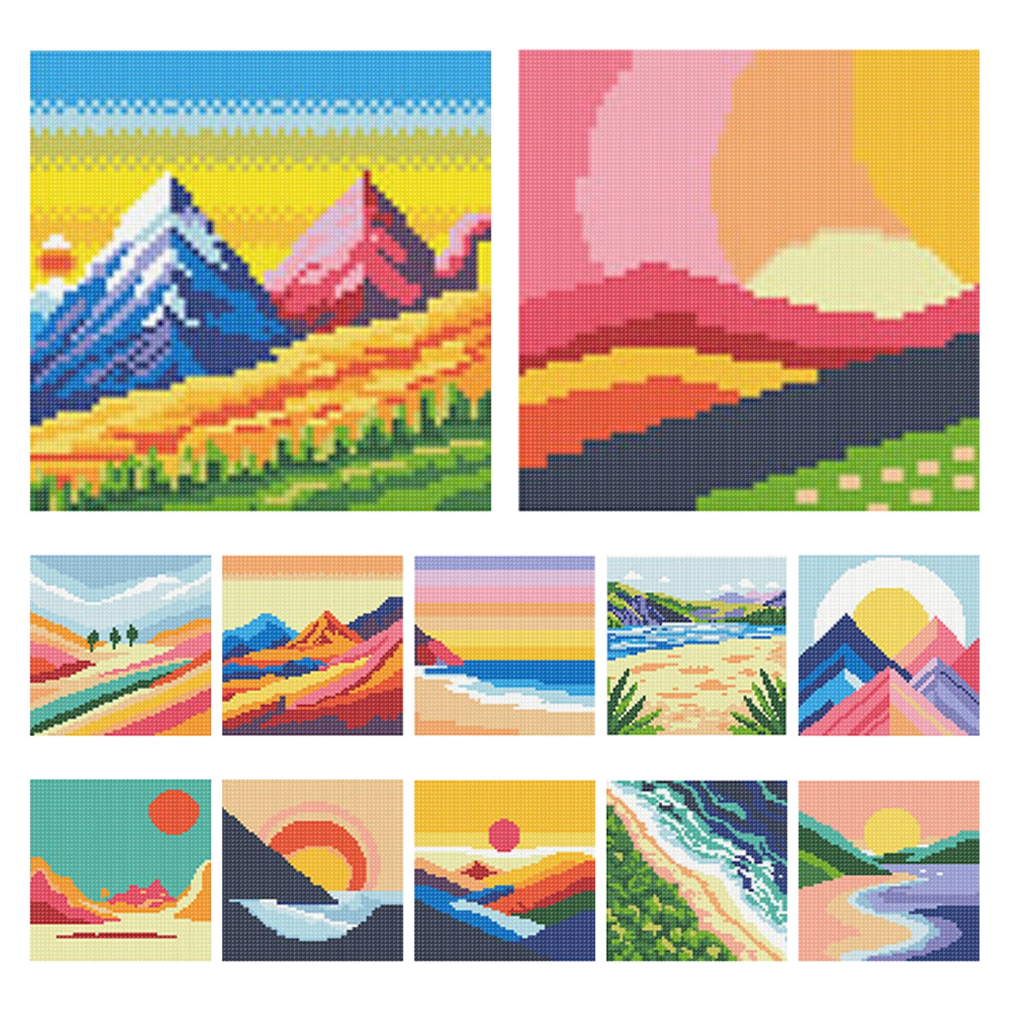 Colorful Sunset - Full 11CT Stamped Cross Stitch 15x15CM - Huacan