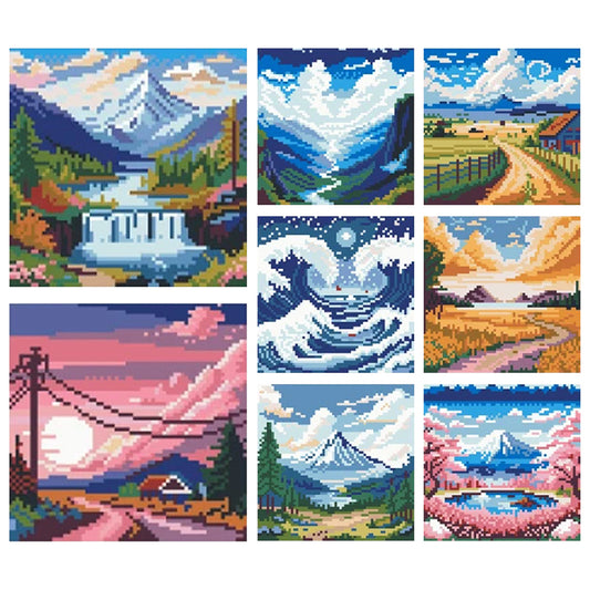 Blue Sky And White Clouds - Full 11CT Stamped Cross Stitch 15x15CM - Huacan