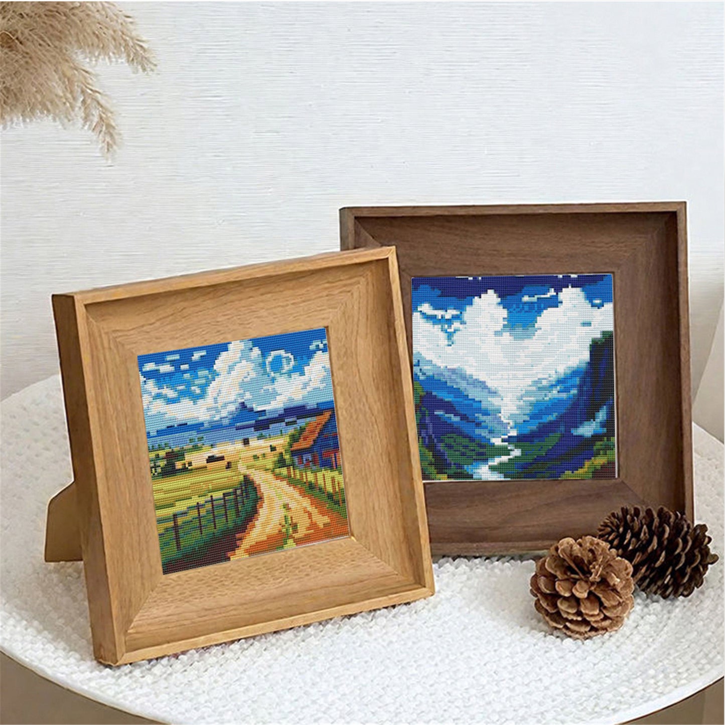 Blue Sky And White Clouds - Full 11CT Stamped Cross Stitch 15x15CM - Huacan