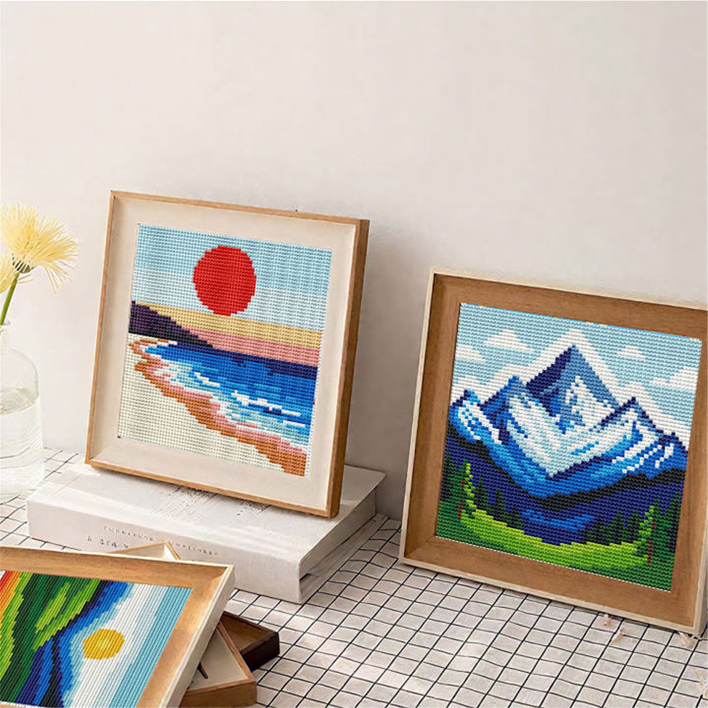 Sunset Over Mountains And Rivers - Full 11CT Stamped Cross Stitch 15x15CM - Huacan