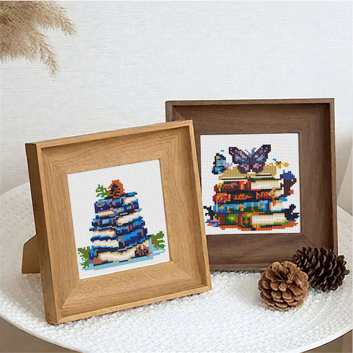 Books And Flowers - Partial 11CT Stamped Cross Stitch 15x15CM - Huacan