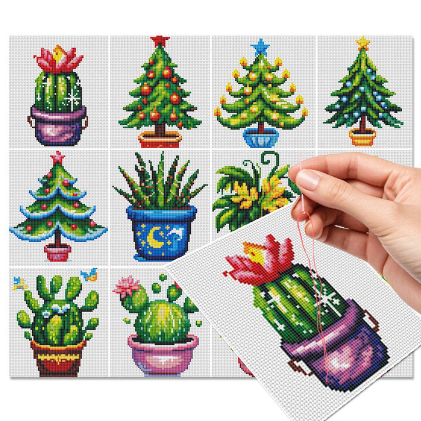 Christmas Green Plants - Partial 11CT Stamped Cross Stitch 15x17CM - Huacan