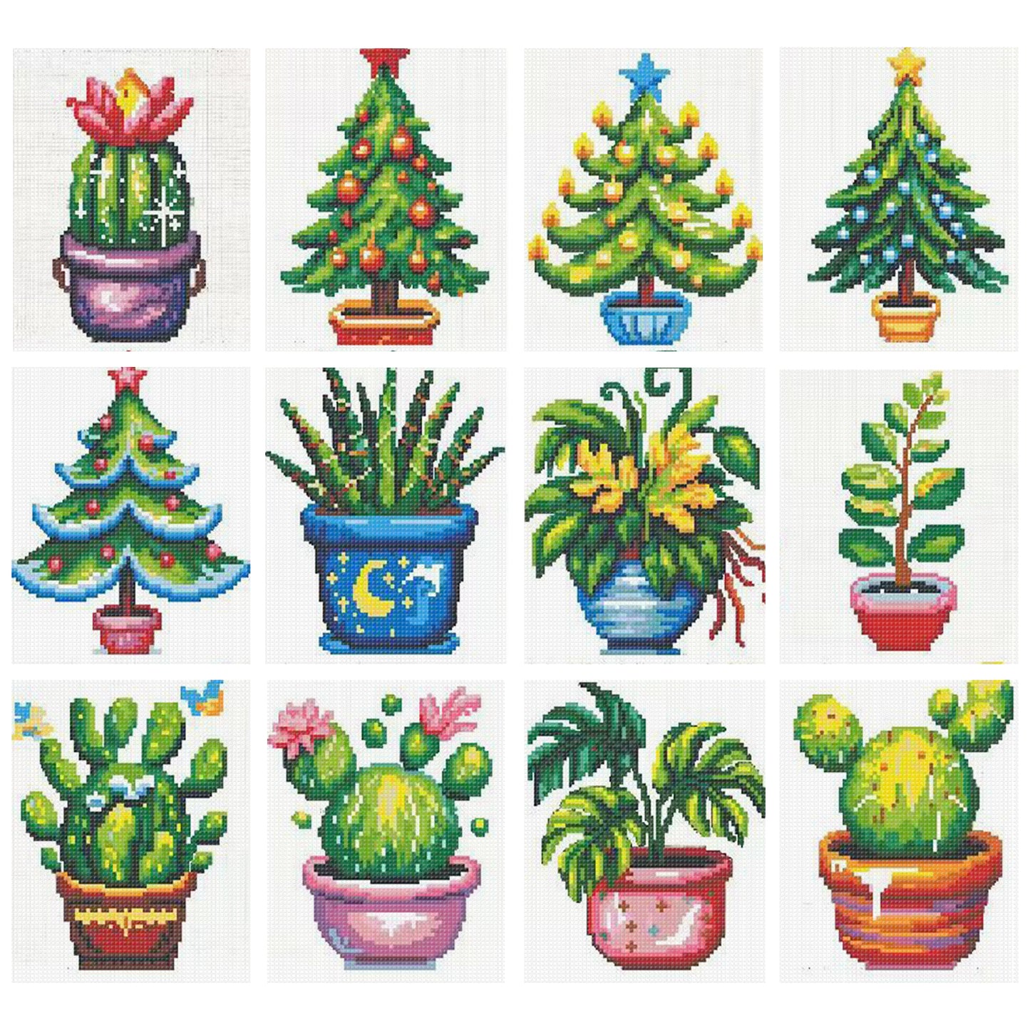 Christmas Green Plants - Partial 11CT Stamped Cross Stitch 15x17CM - Huacan