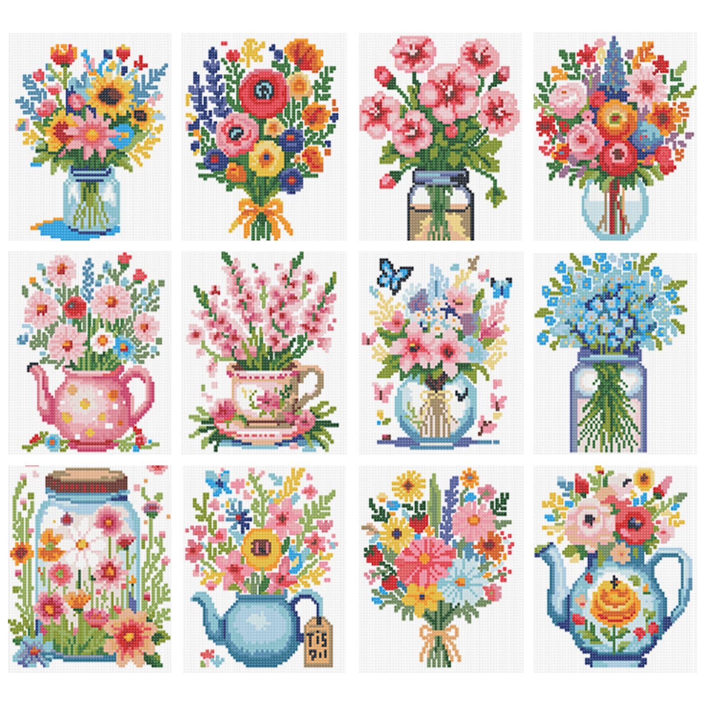 Vase And Teapot - Partial 11CT Stamped Cross Stitch 15x17CM - Huacan