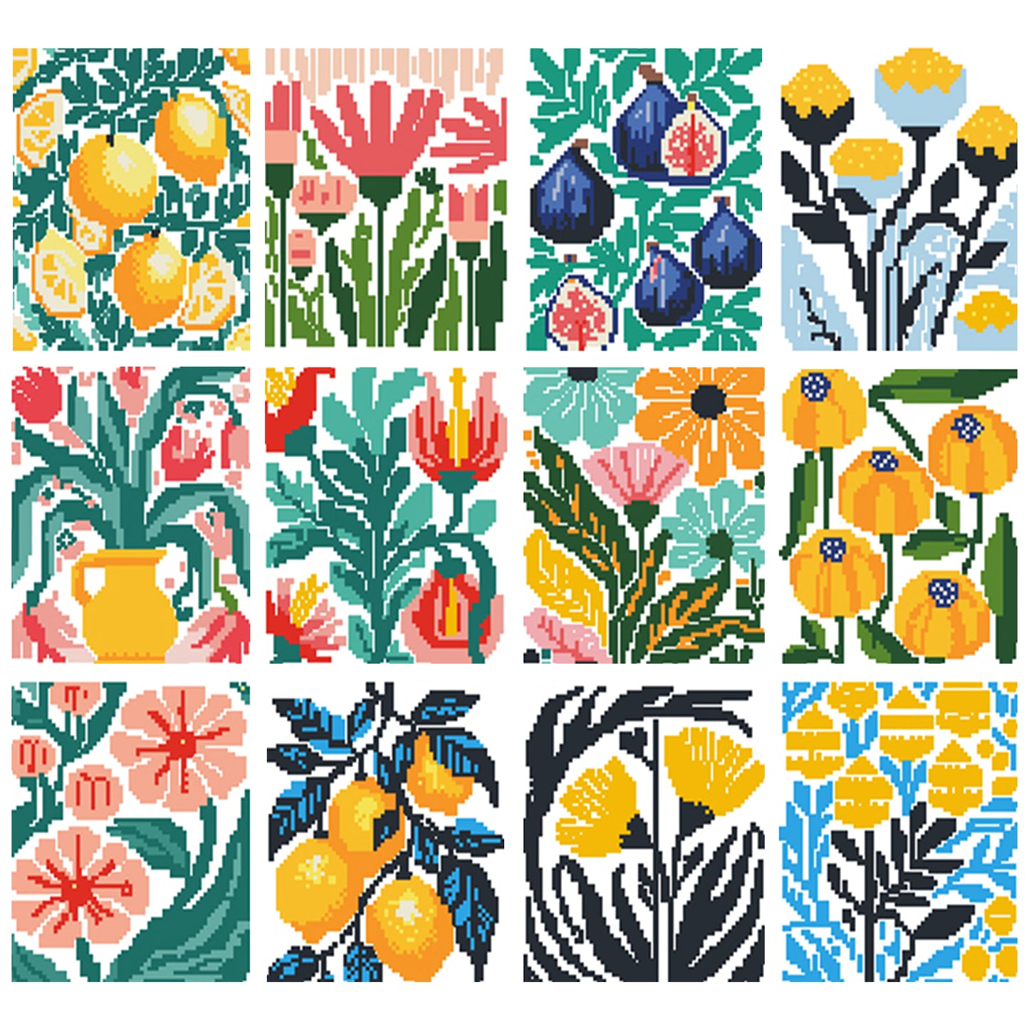 Lemon And Flowers - Partial 11CT Stamped Cross Stitch 15x17CM - Huacan