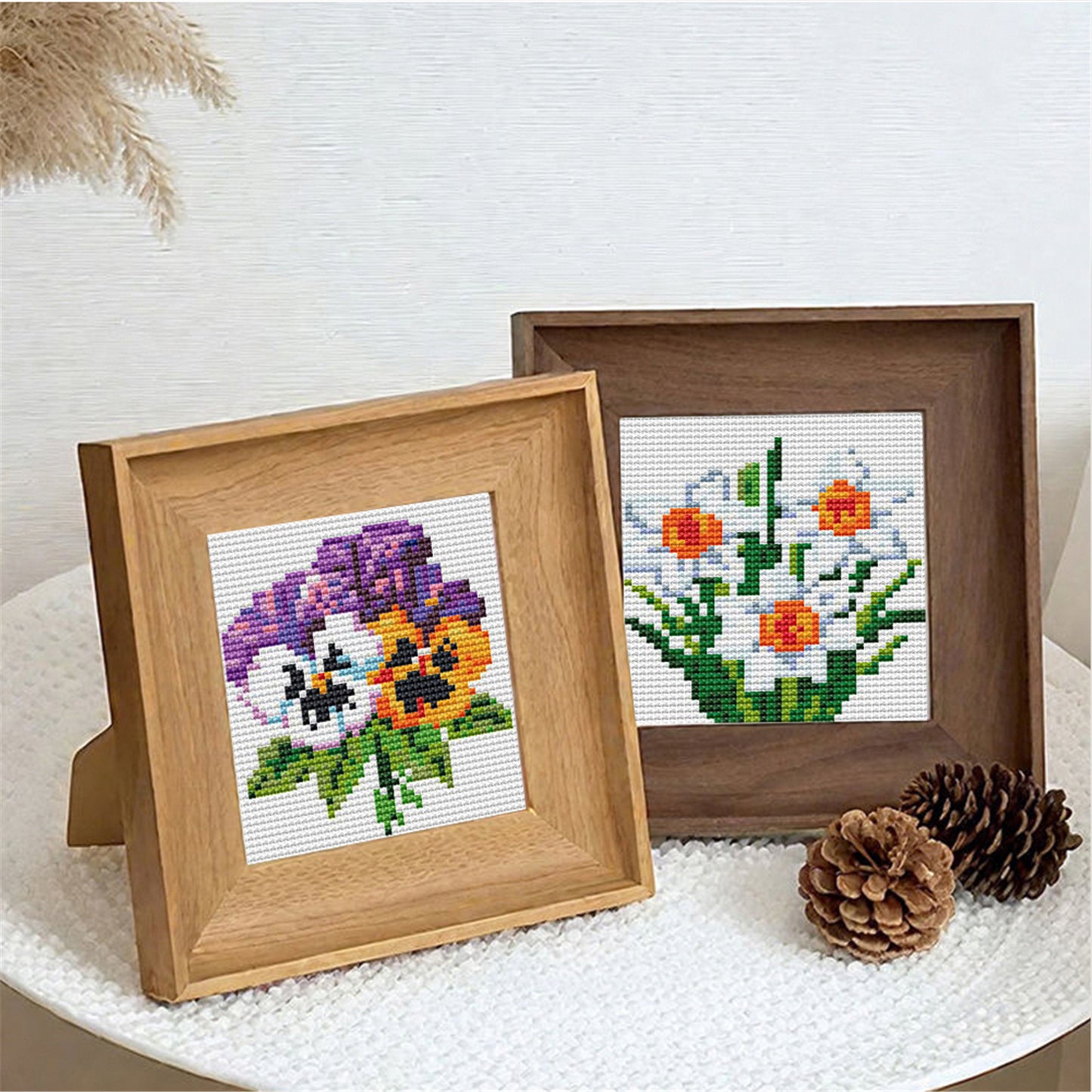 Flowers And Vase - Partial 11CT Stamped Cross Stitch 15x15CM - Huacan