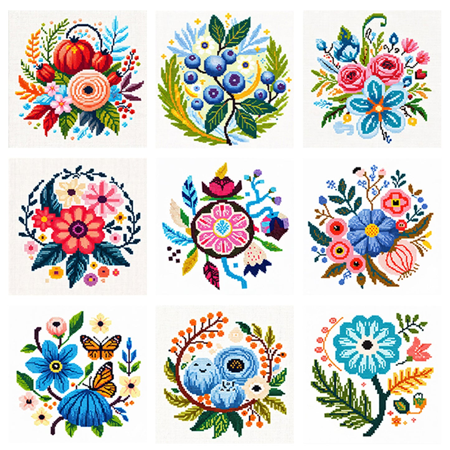 Flower - Partial 11CT Stamped Cross Stitch 15x15CM - Huacan