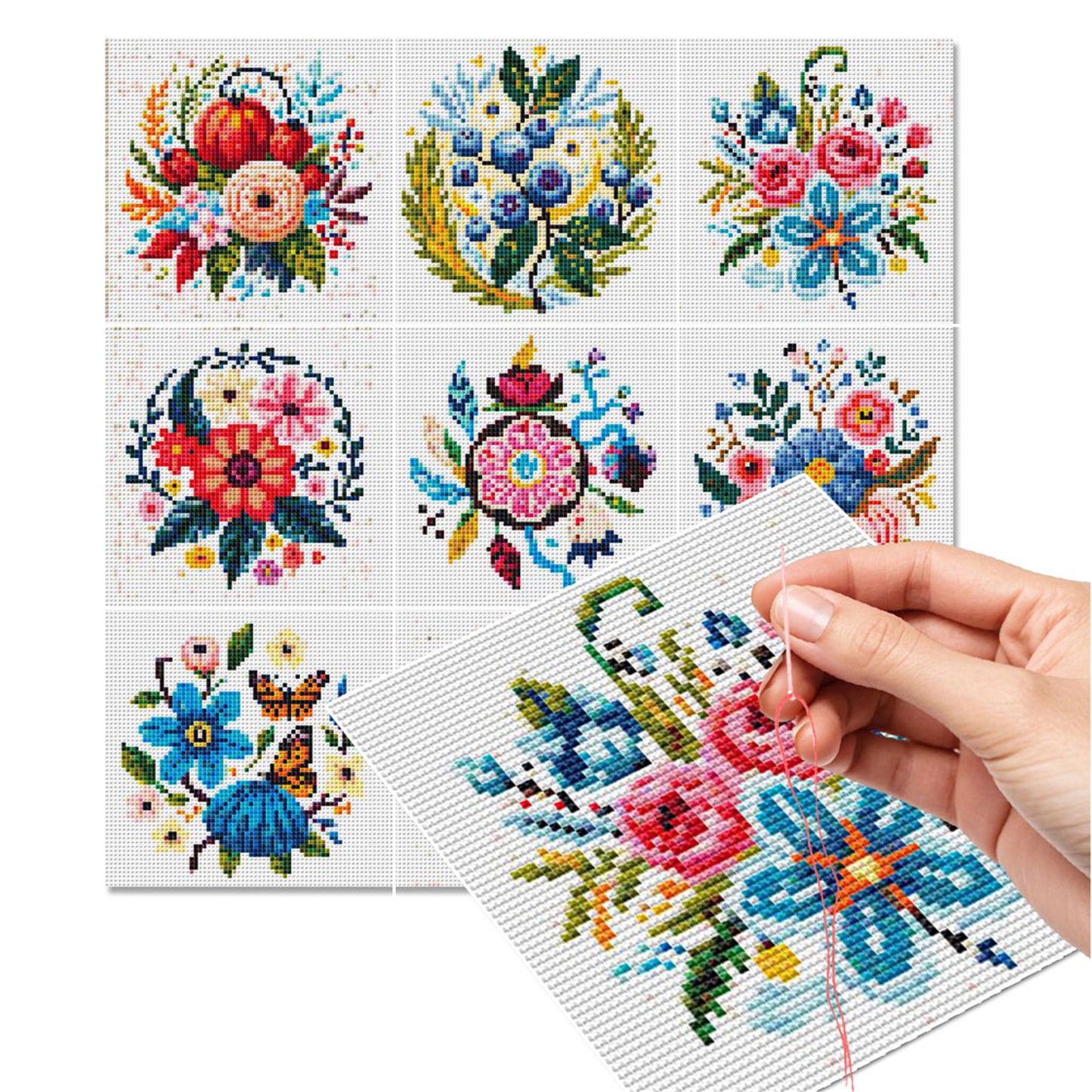Flower - Partial 11CT Stamped Cross Stitch 15x15CM - Huacan