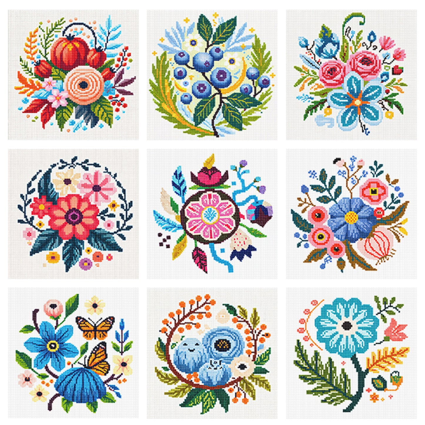 Flower - Partial 11CT Stamped Cross Stitch 15x15CM - Huacan