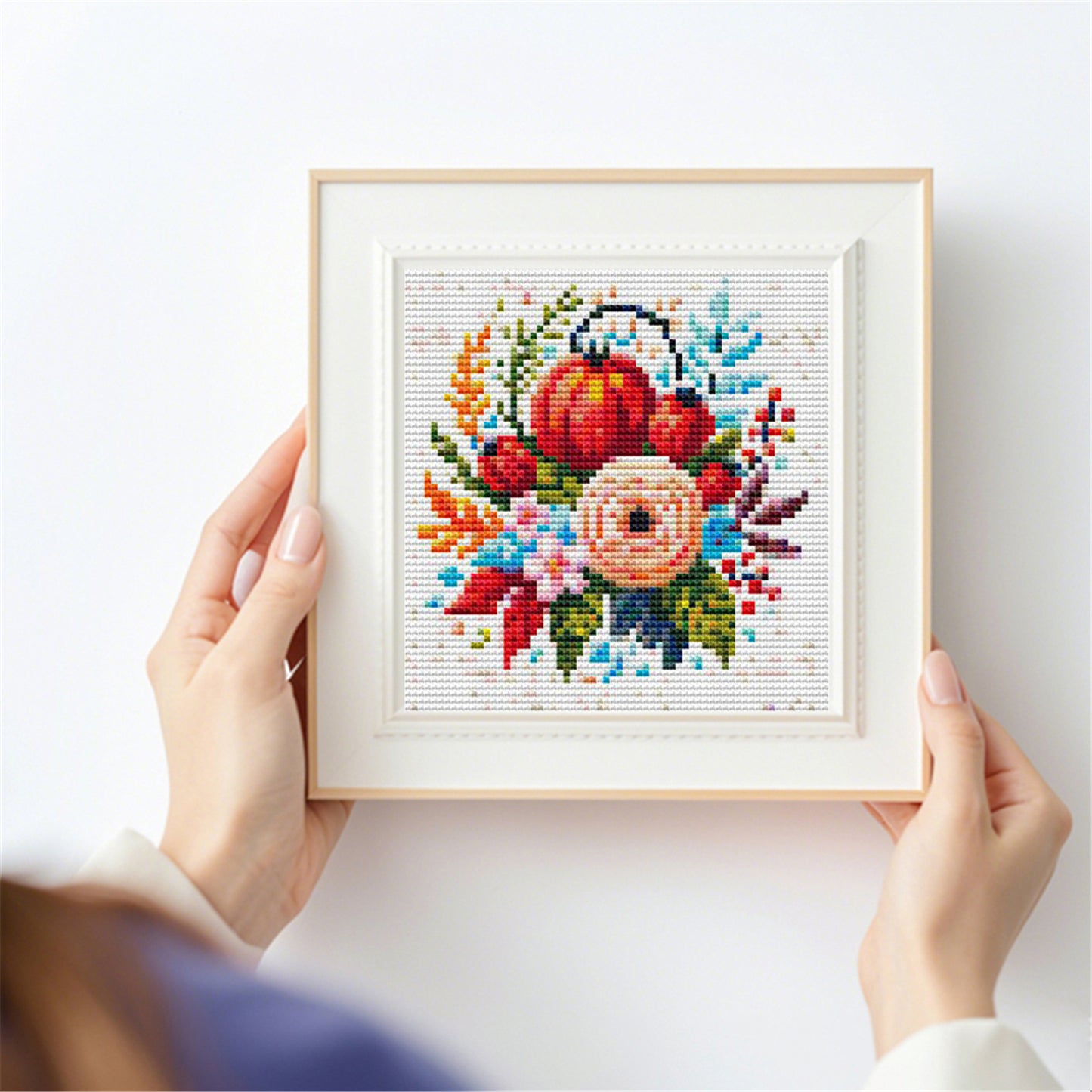 Flower - Partial 11CT Stamped Cross Stitch 15x15CM - Huacan