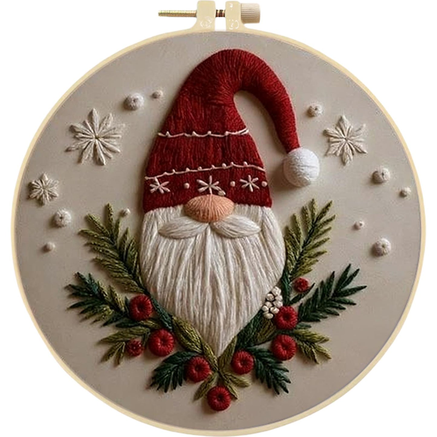 4PCS Christmas - DIY Embroidery Cross Stitch Kit with Pattern Cotton Threads Needles Hoop 30x30CM/11.81x11.81in