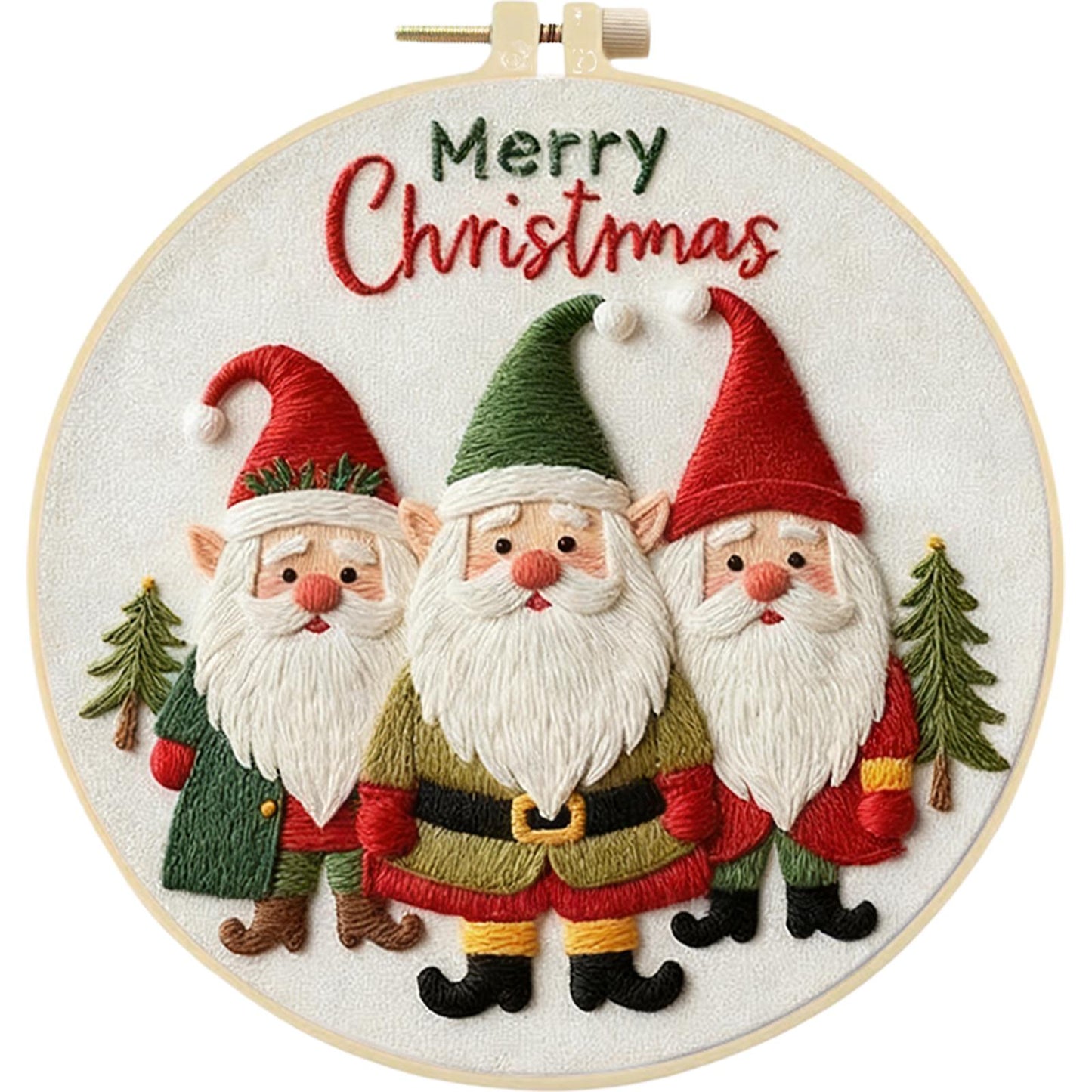 4PCS Christmas - DIY Embroidery Cross Stitch Kit with Pattern Cotton Threads Needles Hoop 30x30CM/11.81x11.81in