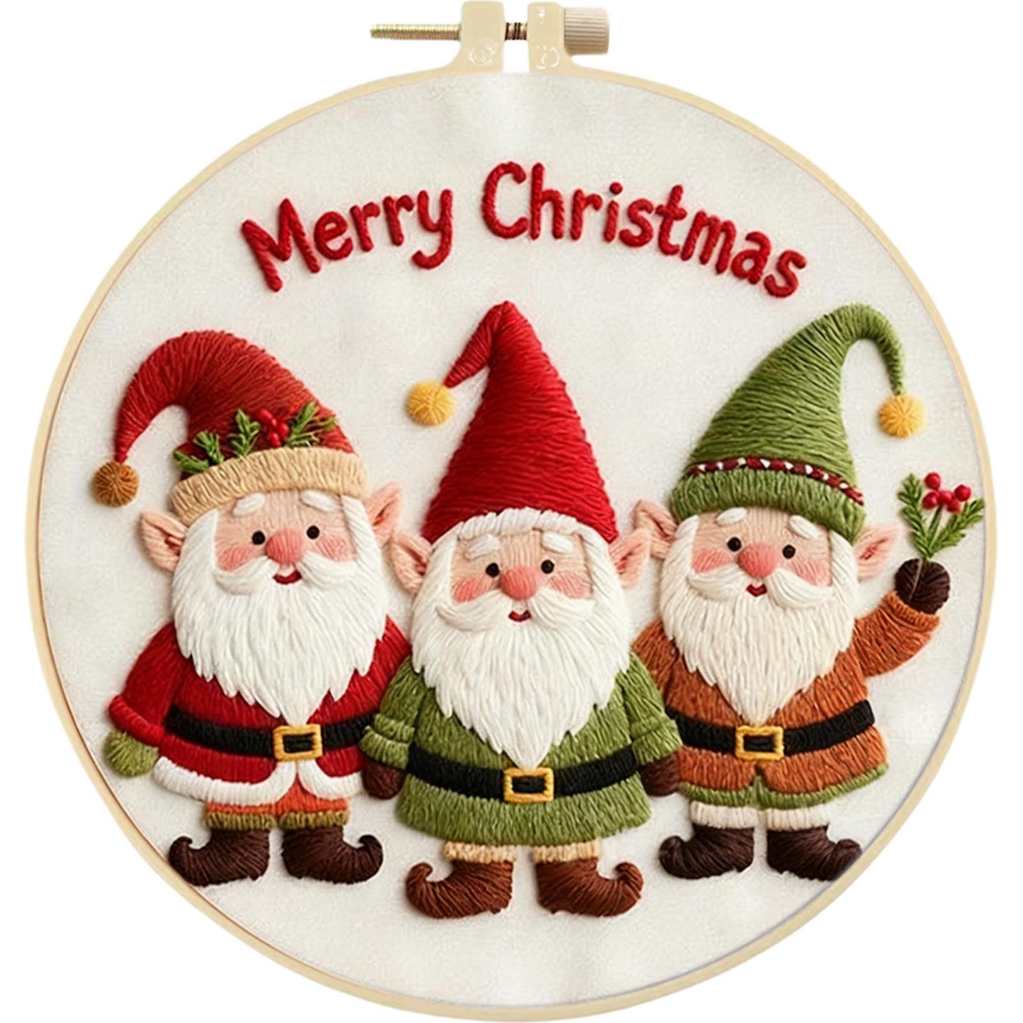 4PCS Christmas - DIY Embroidery Cross Stitch Kit with Pattern Cotton Threads Needles Hoop 30x30CM/11.81x11.81in