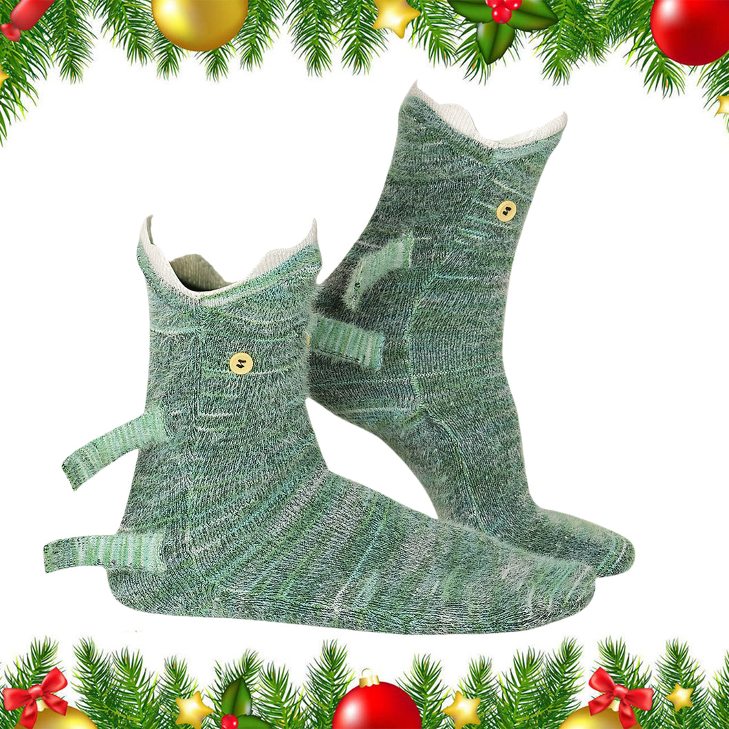 1 Pair Knit Animal Socks Fashion Sleeping Socks for Girls Women (Green Socks)