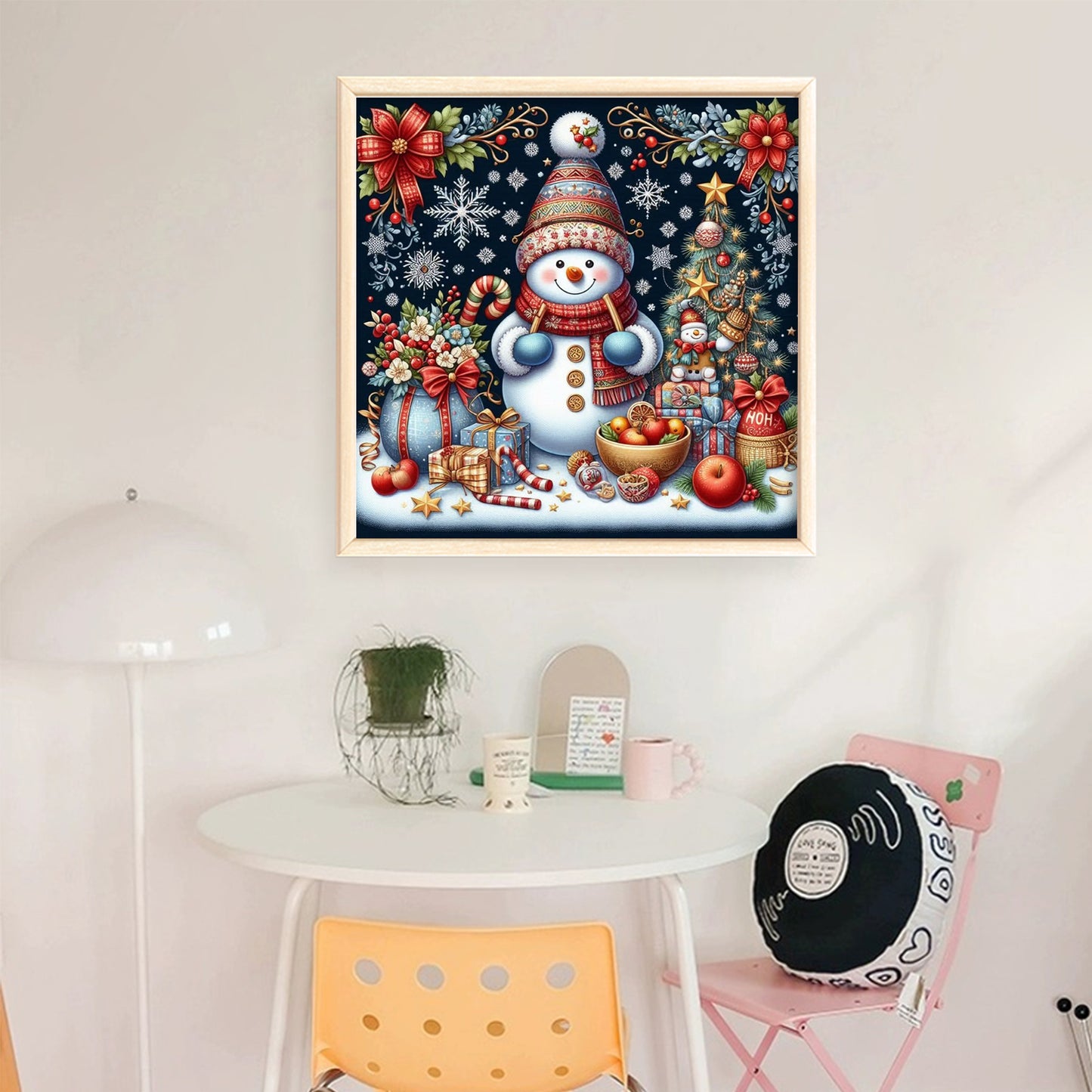 Snowman - Full 11CT Stamped Cross Stitch 45x45CM - Huacan