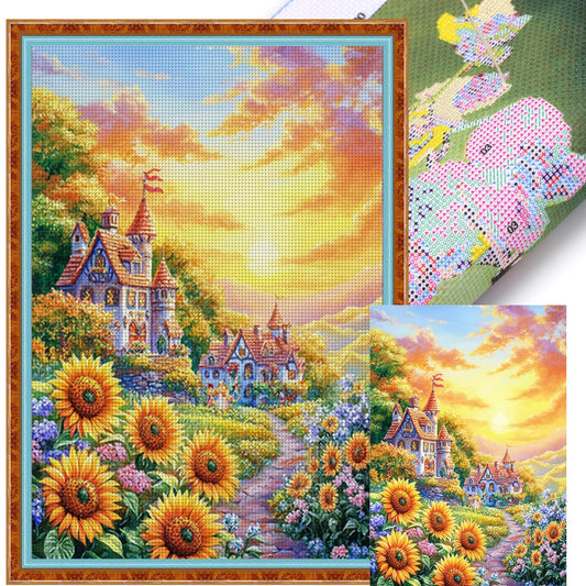 Sunflower Scenery - Full 11CT Stamped Cross Stitch 50x70CM - Mona Lisa