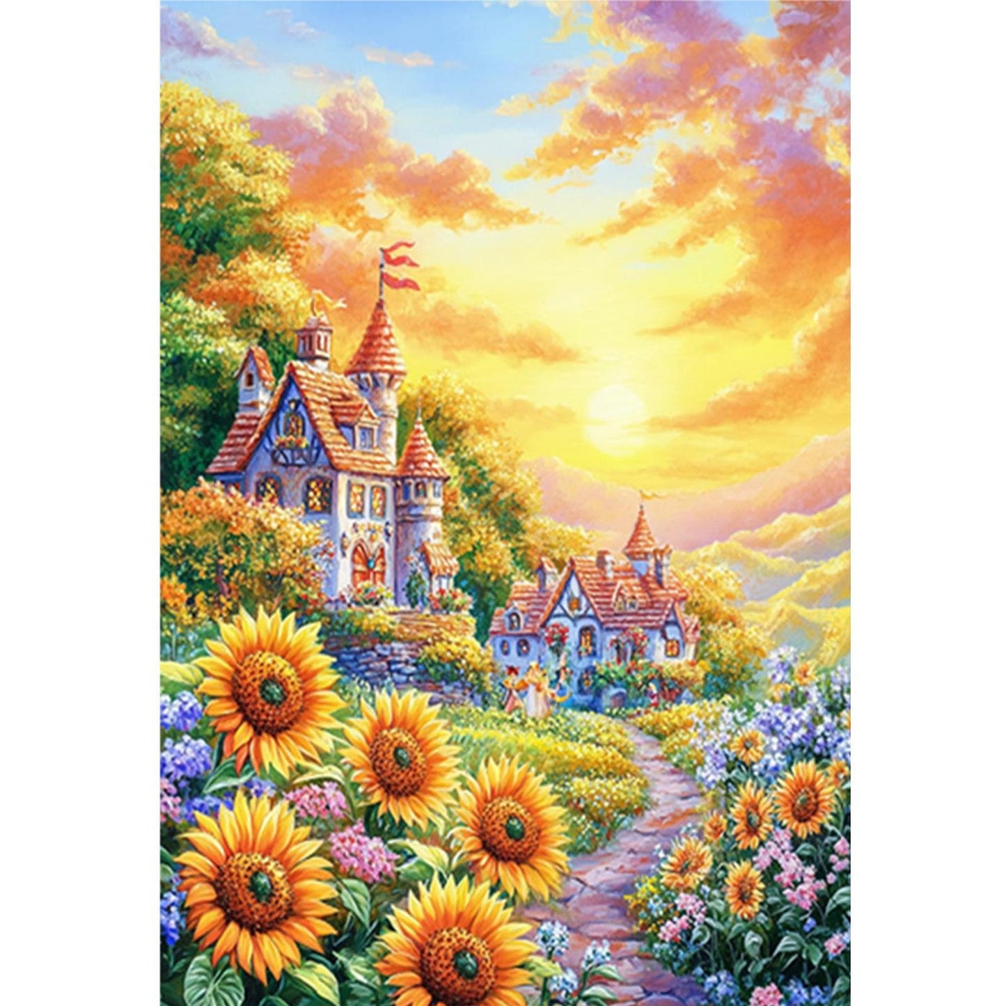 Sunflower Scenery - Full 11CT Stamped Cross Stitch 50x70CM - Mona Lisa