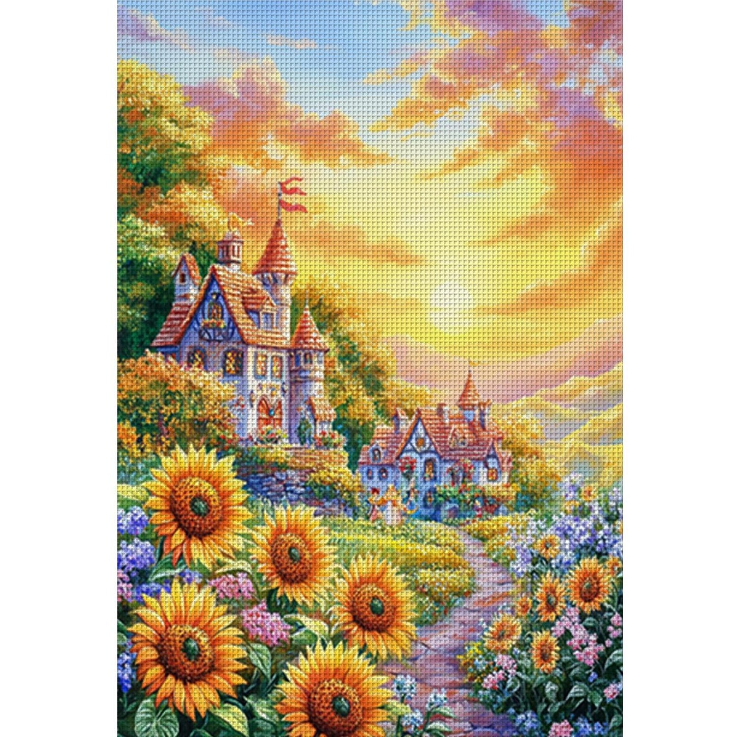 Sunflower Scenery - Full 11CT Stamped Cross Stitch 50x70CM - Mona Lisa