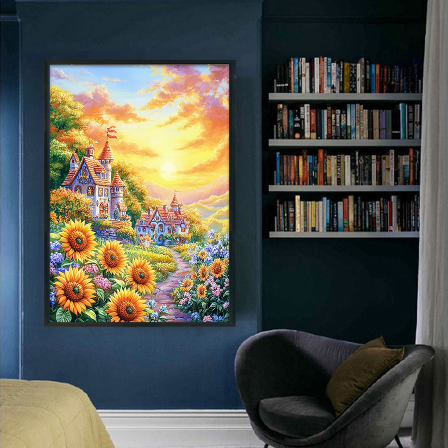 Sunflower Scenery - Full 11CT Stamped Cross Stitch 50x70CM - Mona Lisa