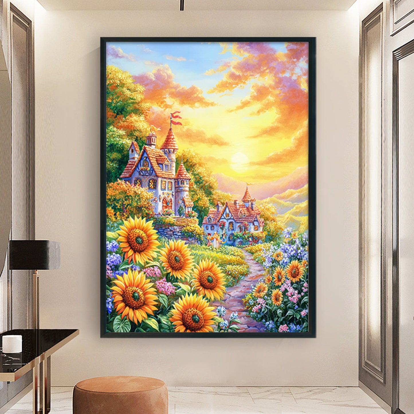Sunflower Scenery - Full 11CT Stamped Cross Stitch 50x70CM - Mona Lisa