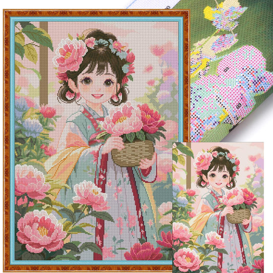 Ancient Style Girl - Full 11CT Stamped Cross Stitch 50x70CM - Mona Lisa