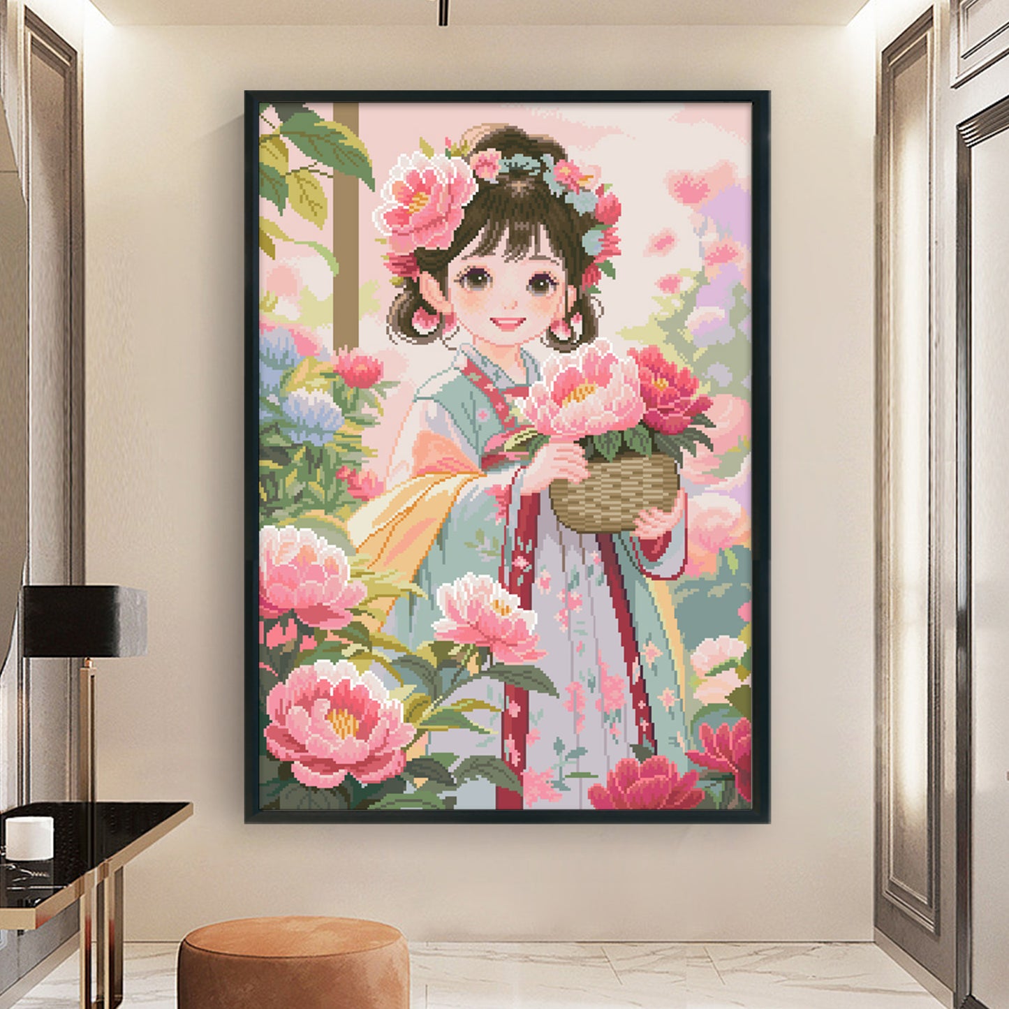 Ancient Style Girl - Full 11CT Stamped Cross Stitch 50x70CM - Mona Lisa