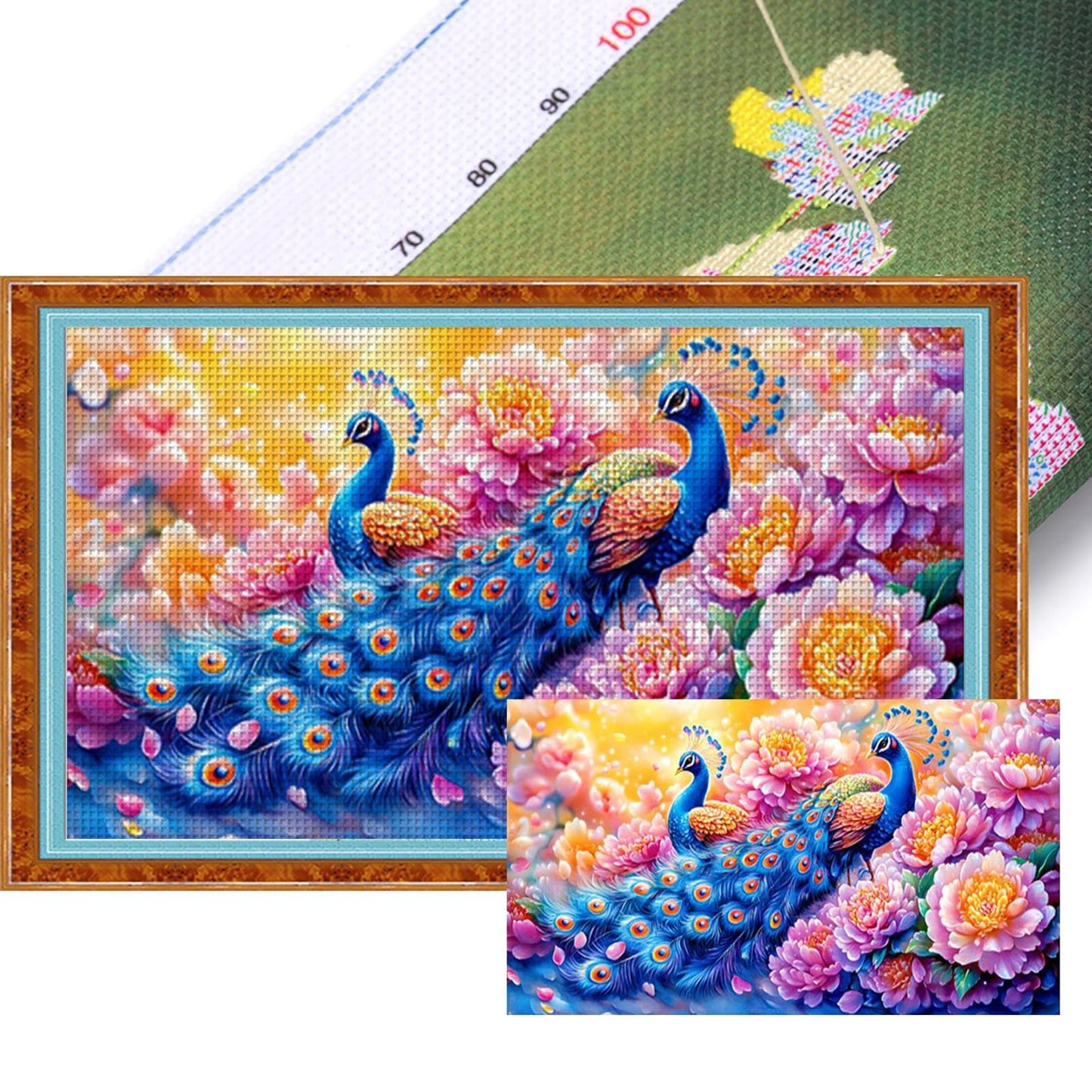 Peacock - Full 11CT Stamped Cross Stitch 90x50CM - Mona Lisa