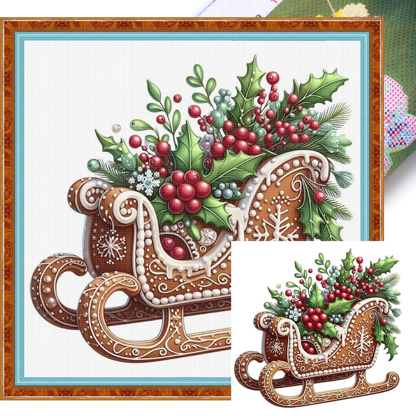 Christmas - Full 11CT Stamped Cross Stitch 40x40CM - Huacan