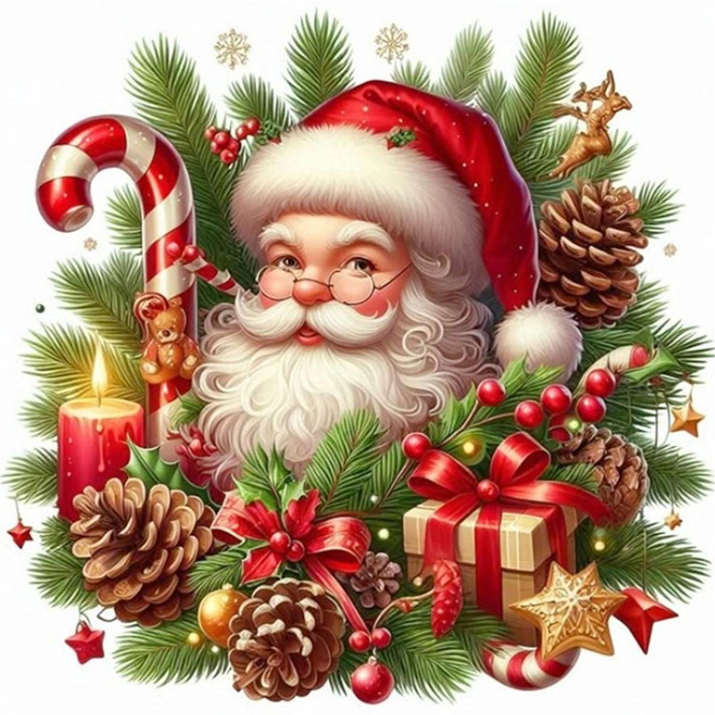 Christmas - Full 11CT Stamped Cross Stitch 40x40CM - Huacan