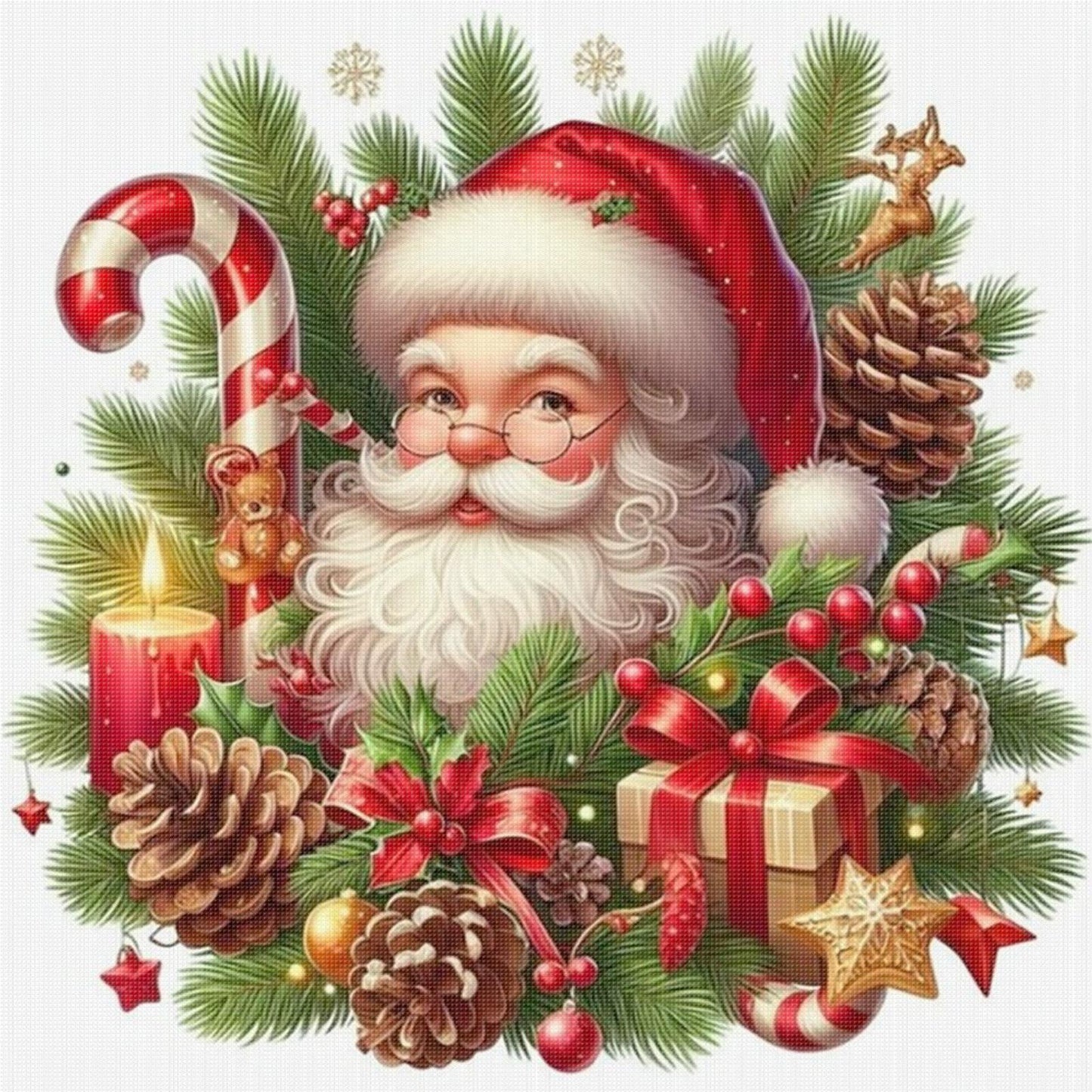 Christmas - Full 11CT Stamped Cross Stitch 40x40CM - Huacan