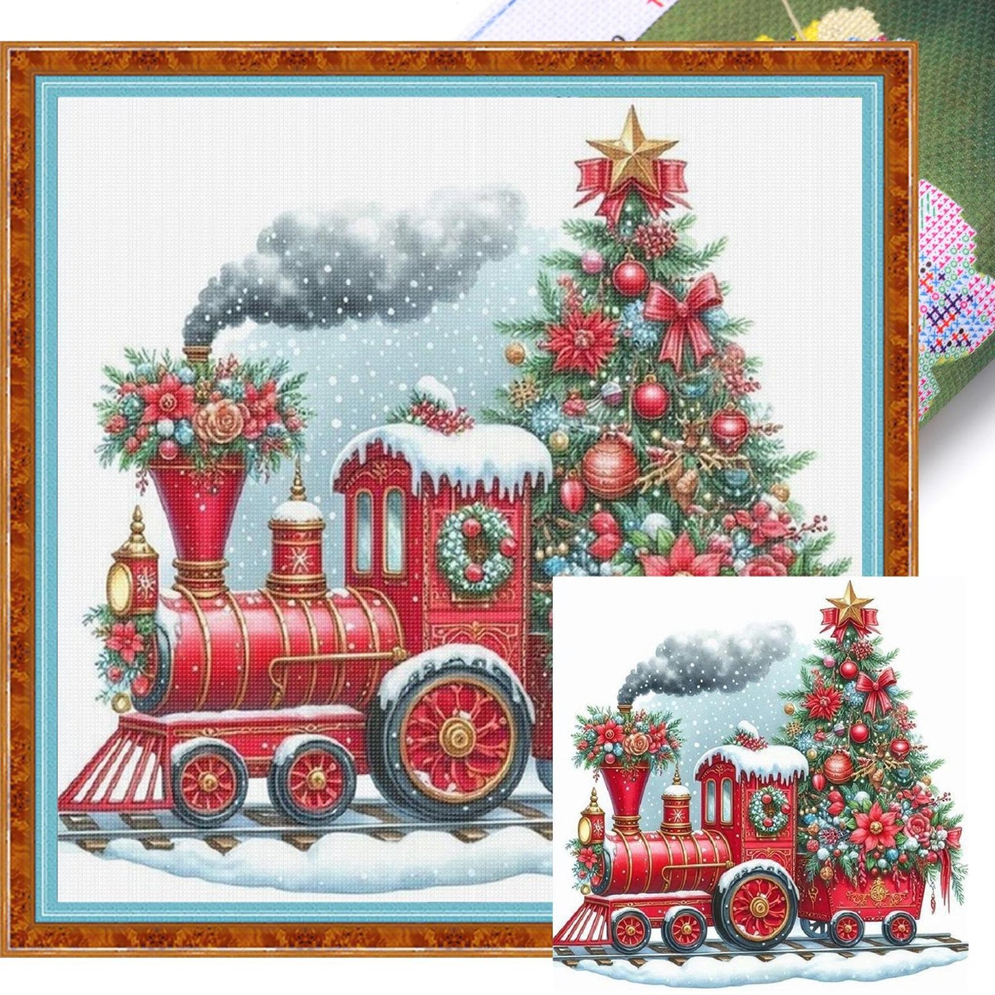 Christmas - Full 11CT Stamped Cross Stitch 40x40CM - Huacan