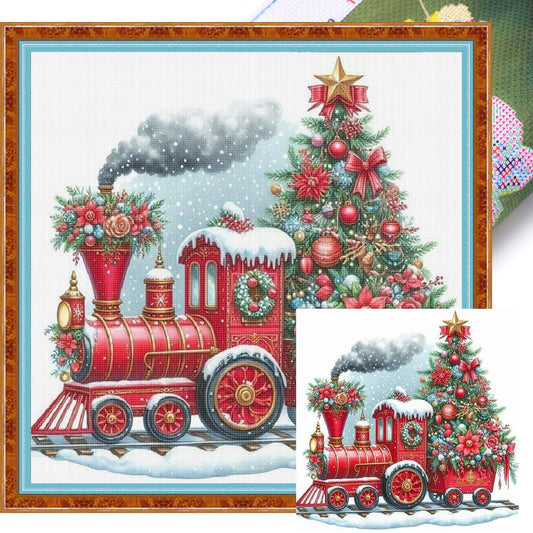Christmas - Full 11CT Stamped Cross Stitch 40x40CM - Huacan