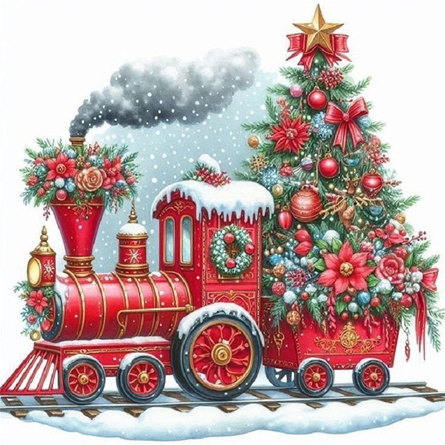 Christmas - Full 11CT Stamped Cross Stitch 40x40CM - Huacan