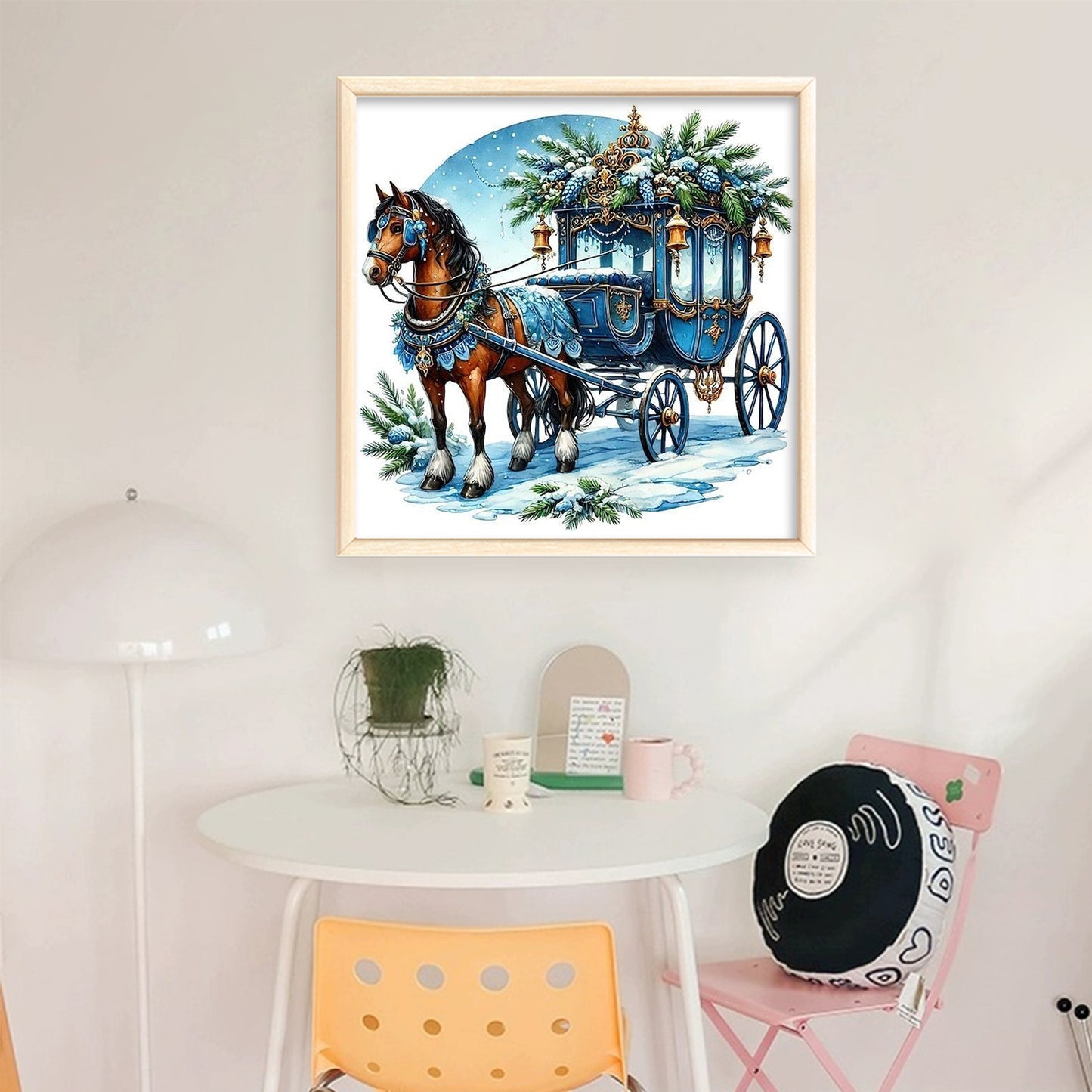 Christmas Carriage - Full 11CT Stamped Cross Stitch 40x40CM - Huacan