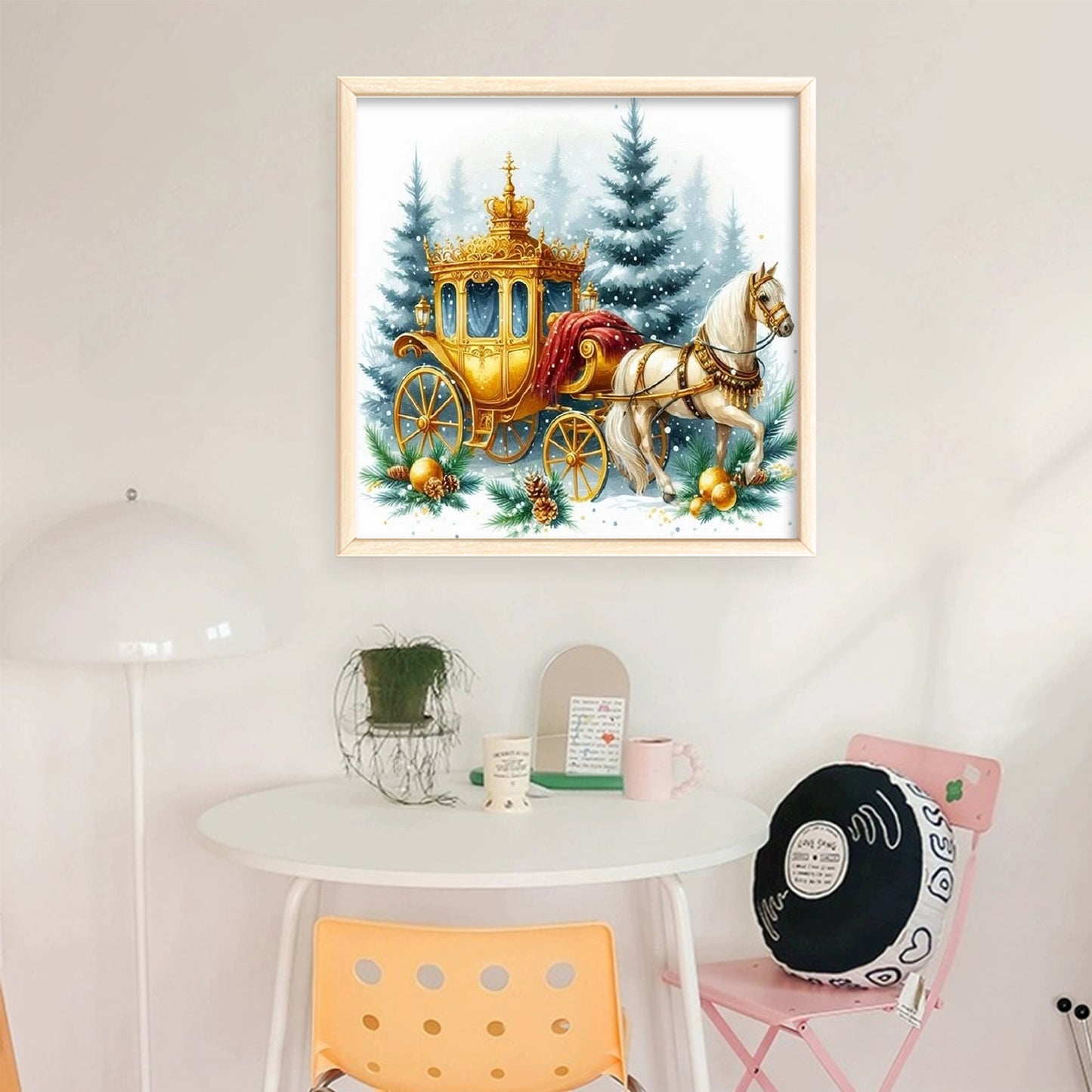 Christmas Carriage - Full 11CT Stamped Cross Stitch 40x40CM - Huacan