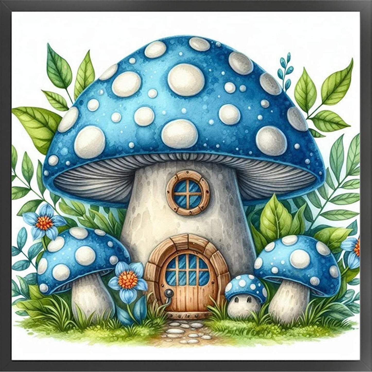 Mushroom House - Full 11CT Stamped Cross Stitch 40x40CM - Huacan