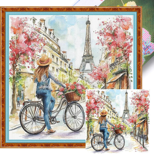 European Style Girl - Full 11CT Stamped Cross Stitch 45x45CM - Huacan
