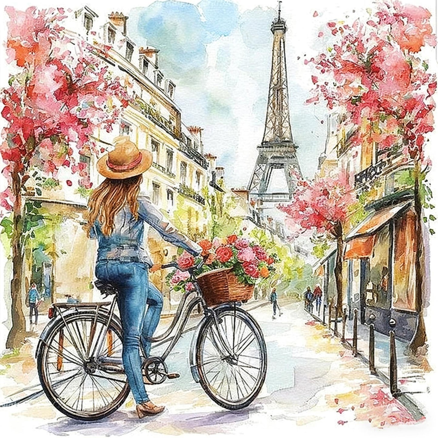 European Style Girl - Full 11CT Stamped Cross Stitch 45x45CM - Huacan