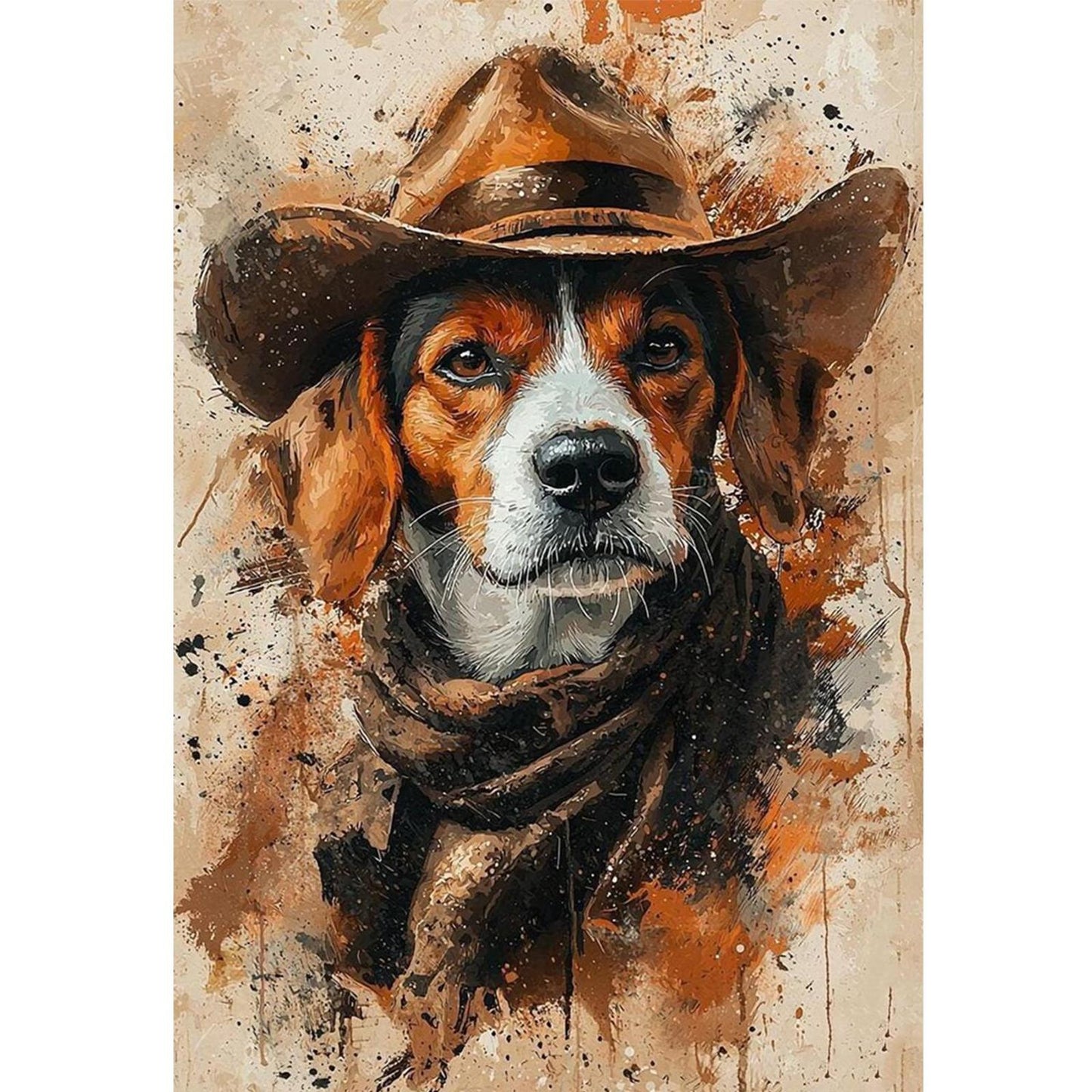 Cowboy Dog - Full 11CT Stamped Cross Stitch 40x60CM - Huacan