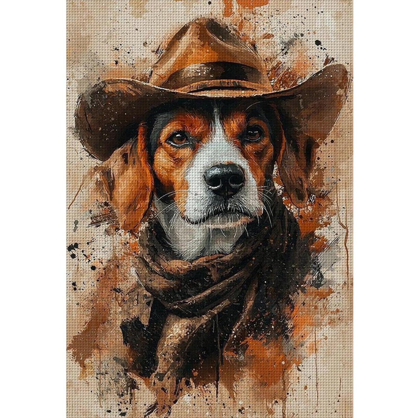 Cowboy Dog - Full 11CT Stamped Cross Stitch 40x60CM - Huacan
