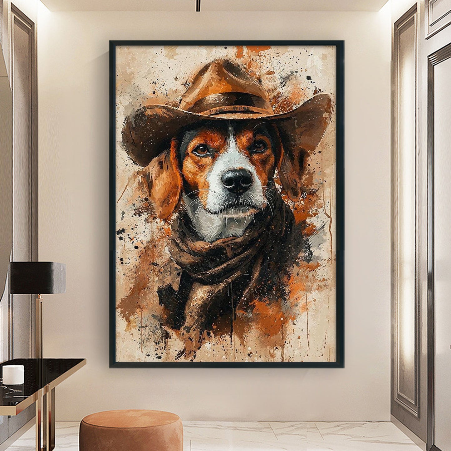 Cowboy Dog - Full 11CT Stamped Cross Stitch 40x60CM - Huacan