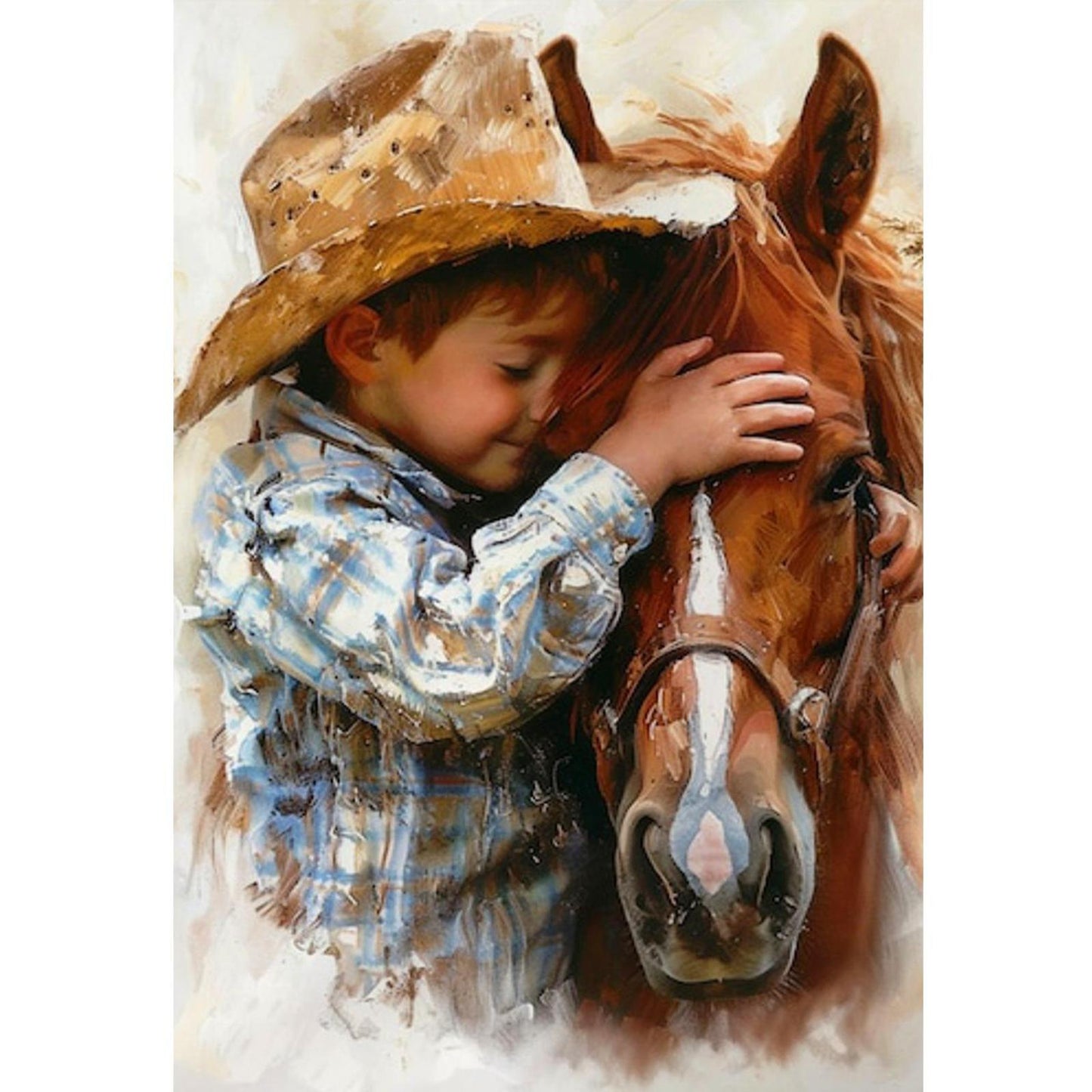 Cowboy Horse And Boy - Full 11CT Stamped Cross Stitch 40x60CM - Huacan