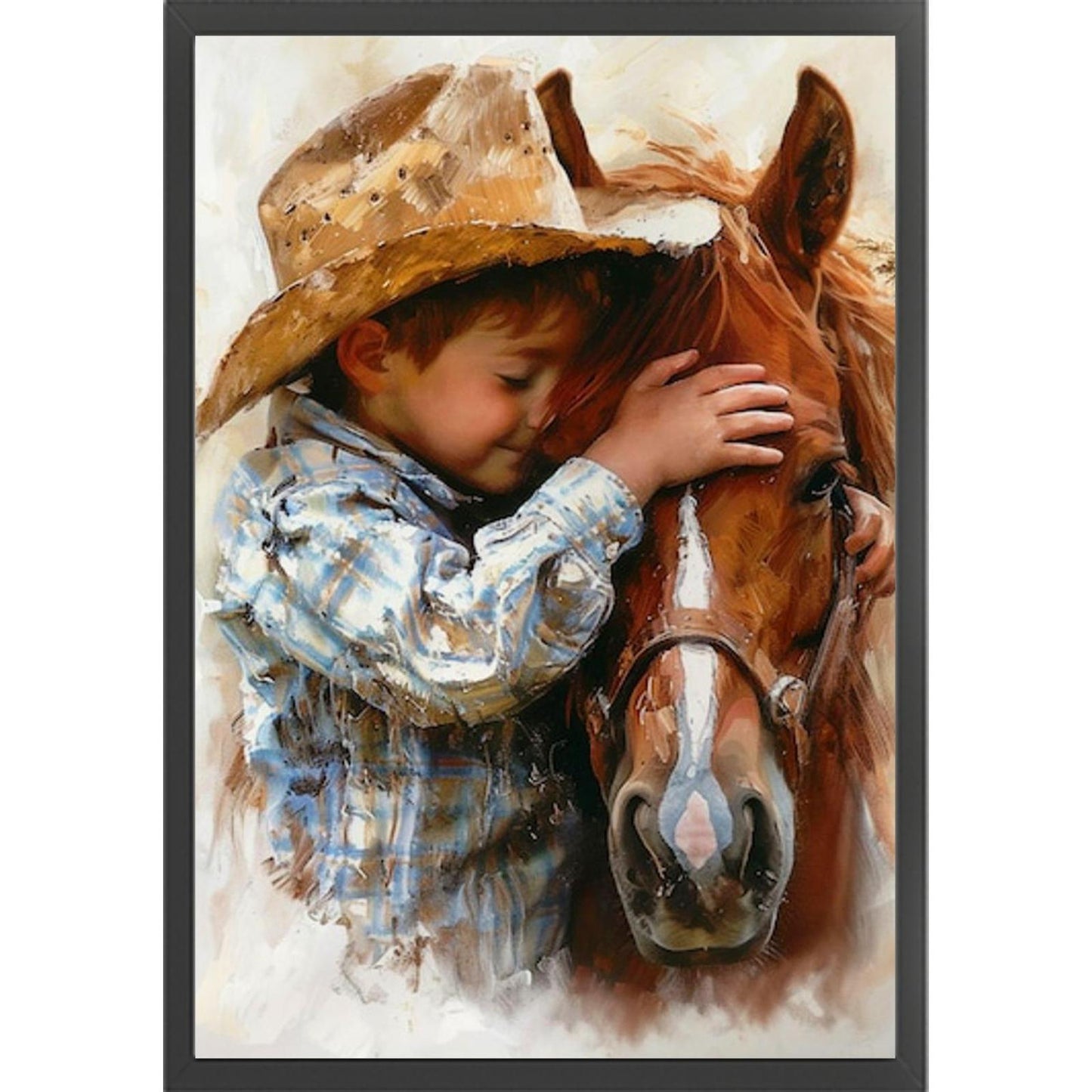 Cowboy Horse And Boy - Full 11CT Stamped Cross Stitch 40x60CM - Huacan