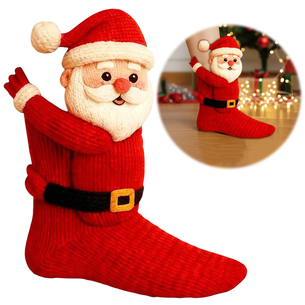 Women Cute 3D Animal Funny Animal Fuzzy Socks for Christmas Gifts (Santa Claus)