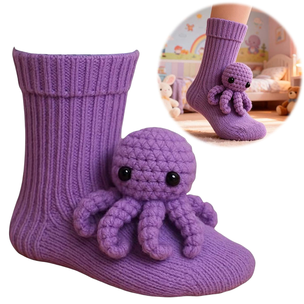 Women Cute 3D Animal Funny Animal Fuzzy Socks for Winter Christmas Gift(Octopus)