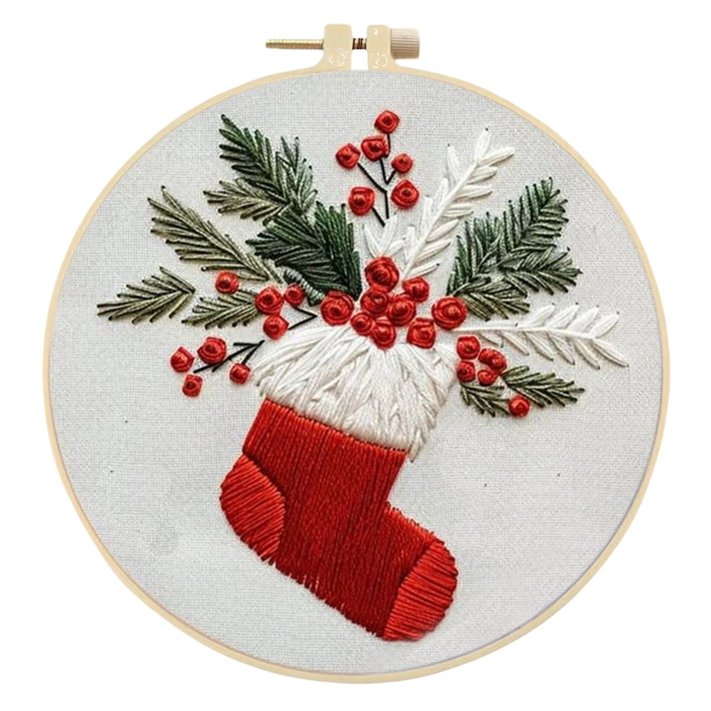 4PCS Christmas - DIY Embroidery Cross Stitch Kit with Pattern Cotton Threads Needles Hoop 15x15CM/5.91x5.91in