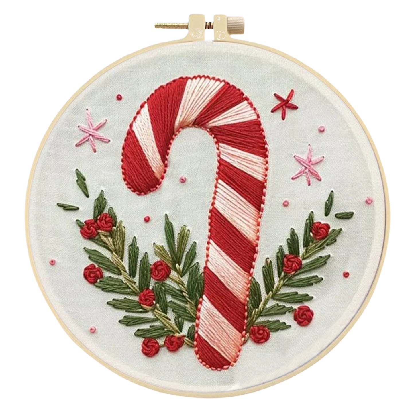 4PCS Christmas - DIY Embroidery Cross Stitch Kit with Pattern Cotton Threads Needles Hoop 15x15CM/5.91x5.91in