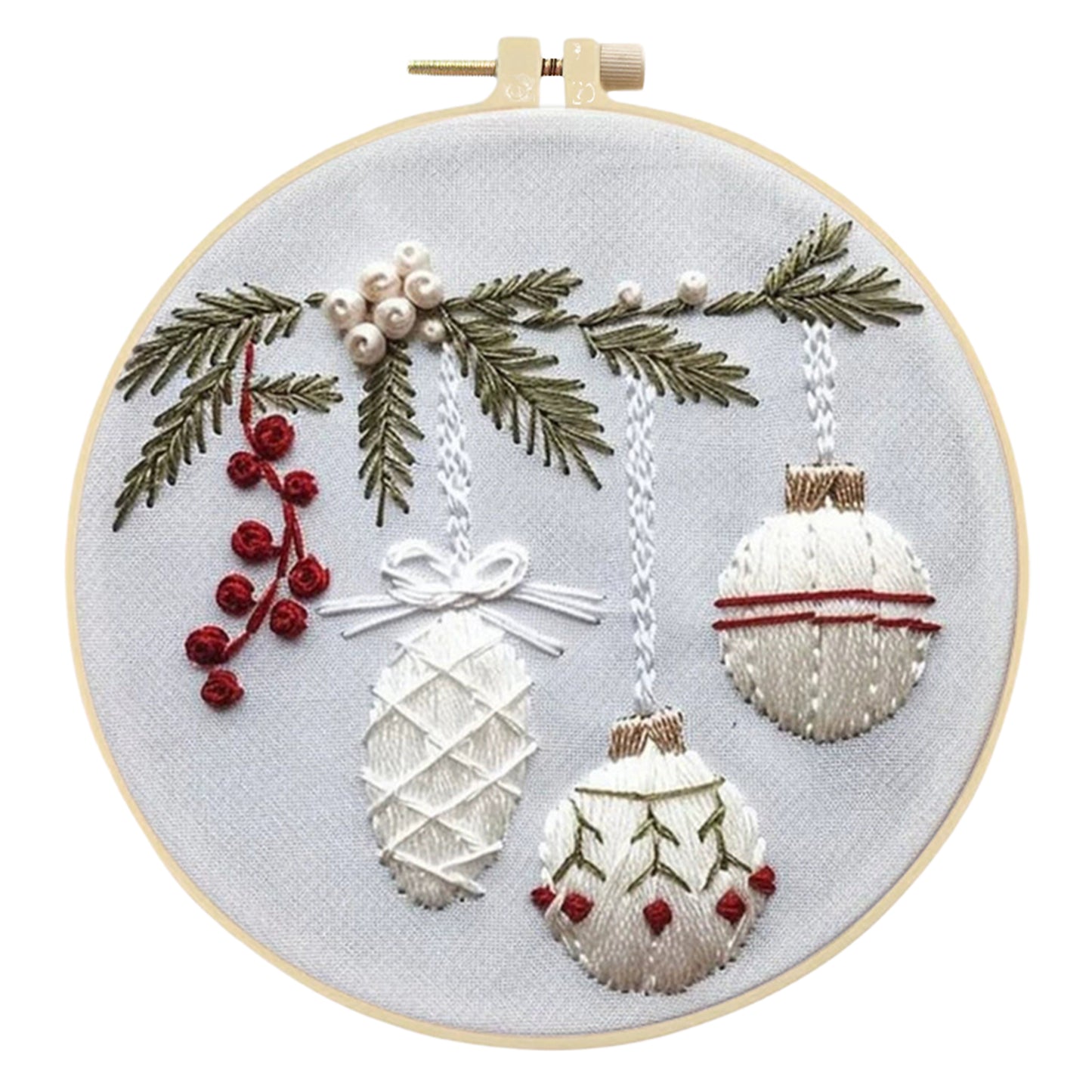 4PCS Christmas - DIY Embroidery Cross Stitch Kit with Pattern Cotton Threads Needles Hoop 15x15CM/5.91x5.91in
